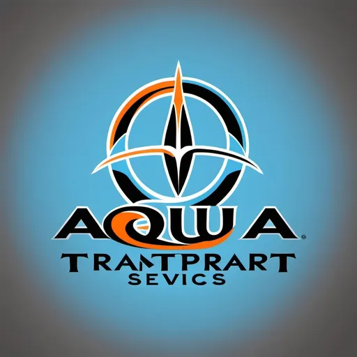 Prompt: Create a Logo for a transport and Hire car company " Aqua Transport Services" Use colours orange, light blue and black and with a trident