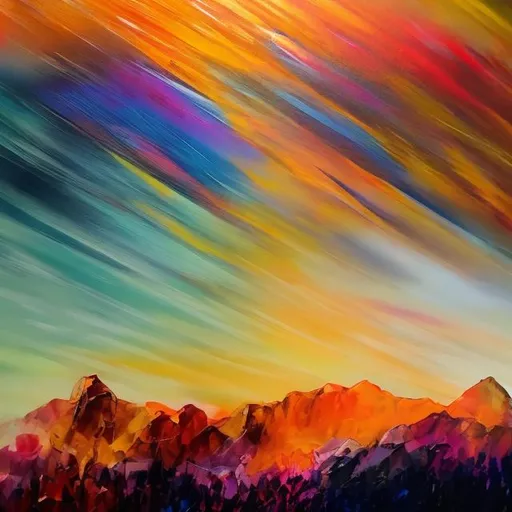 Prompt: sunrise on the mountain 
arcylic  creative abstract painting