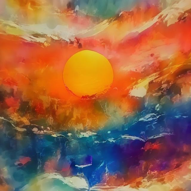 Prompt: sunrise on the mountain 
arcylic  creative abstract painting