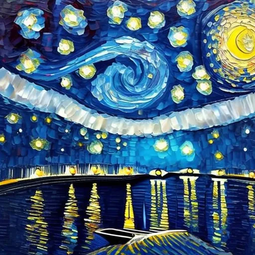 Prompt: starry night sky painting abstract oil painting home decor modern hand painting