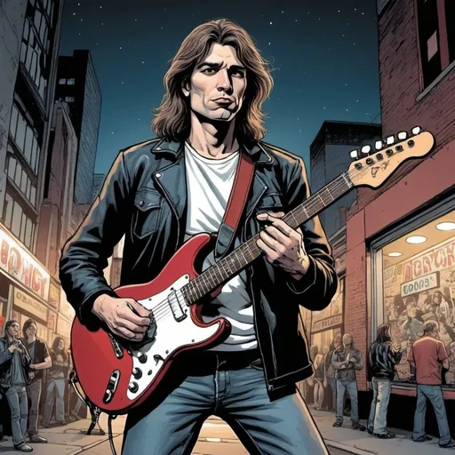 Prompt: rock musician big night city comics
