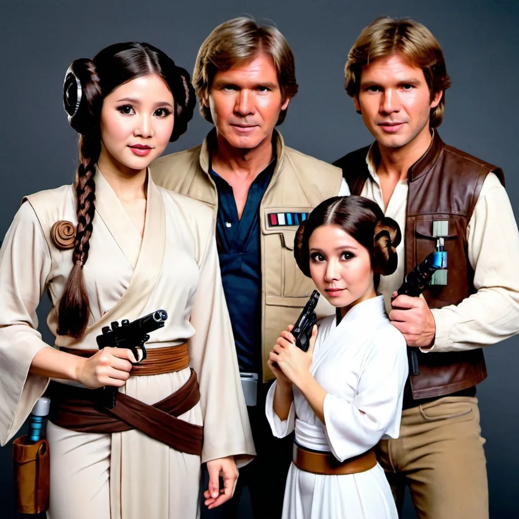 Asian Princess Leia, Han Solo and Luke skywaker