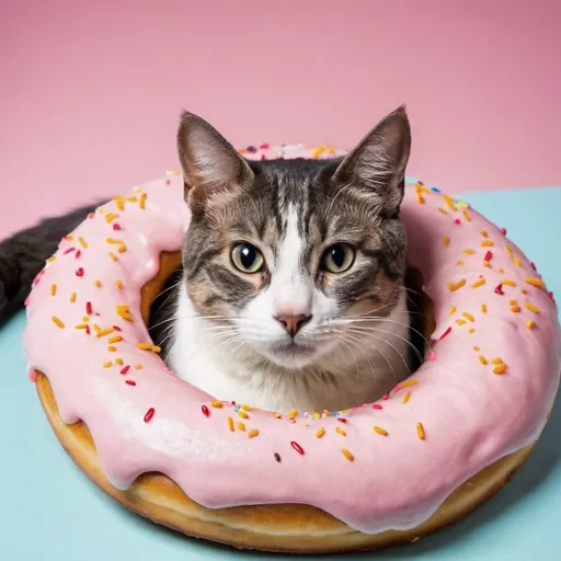 Prompt: cat in doughnut