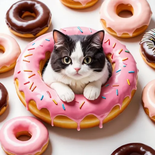 Prompt: 
anime cat in doughnut