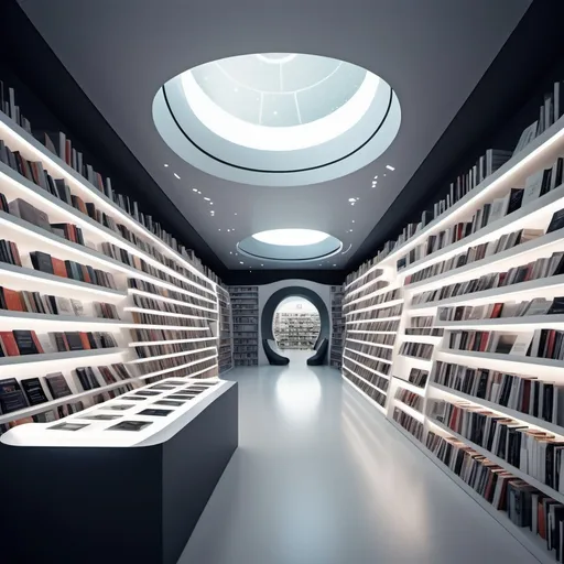 Prompt: a futuristic book store
 