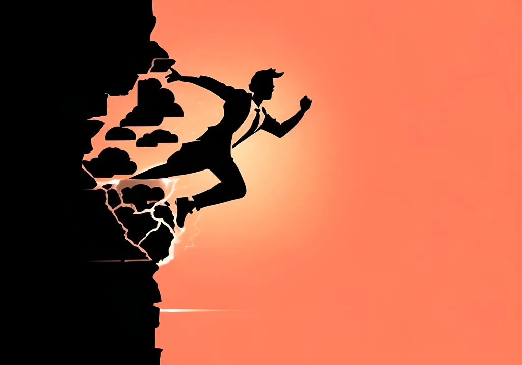 Prompt: a man in a business suit breaking out  from a wall, sunset background, dove descending on the man, cracked brick background, black border: 0.75, appgamekit, character close up, climber, stylised, strong silhouette, sprinters in a race