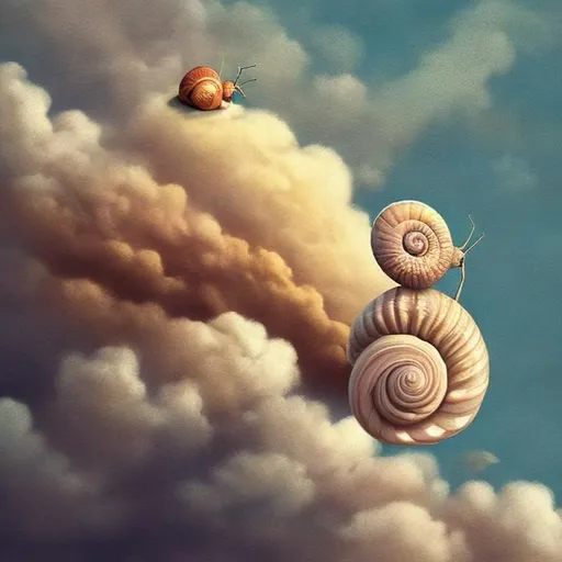 Prompt: snail on a cloud