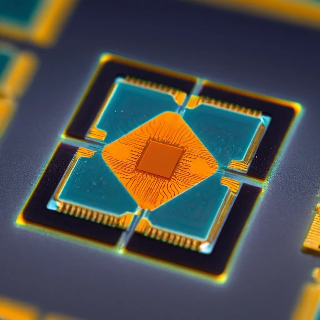 Prompt: This chip is a photonic chip generated by spin coating of colloidal quantum dot solution. 
this chip should include "photonic waveguide" "on chip laser" and "on chip detector"