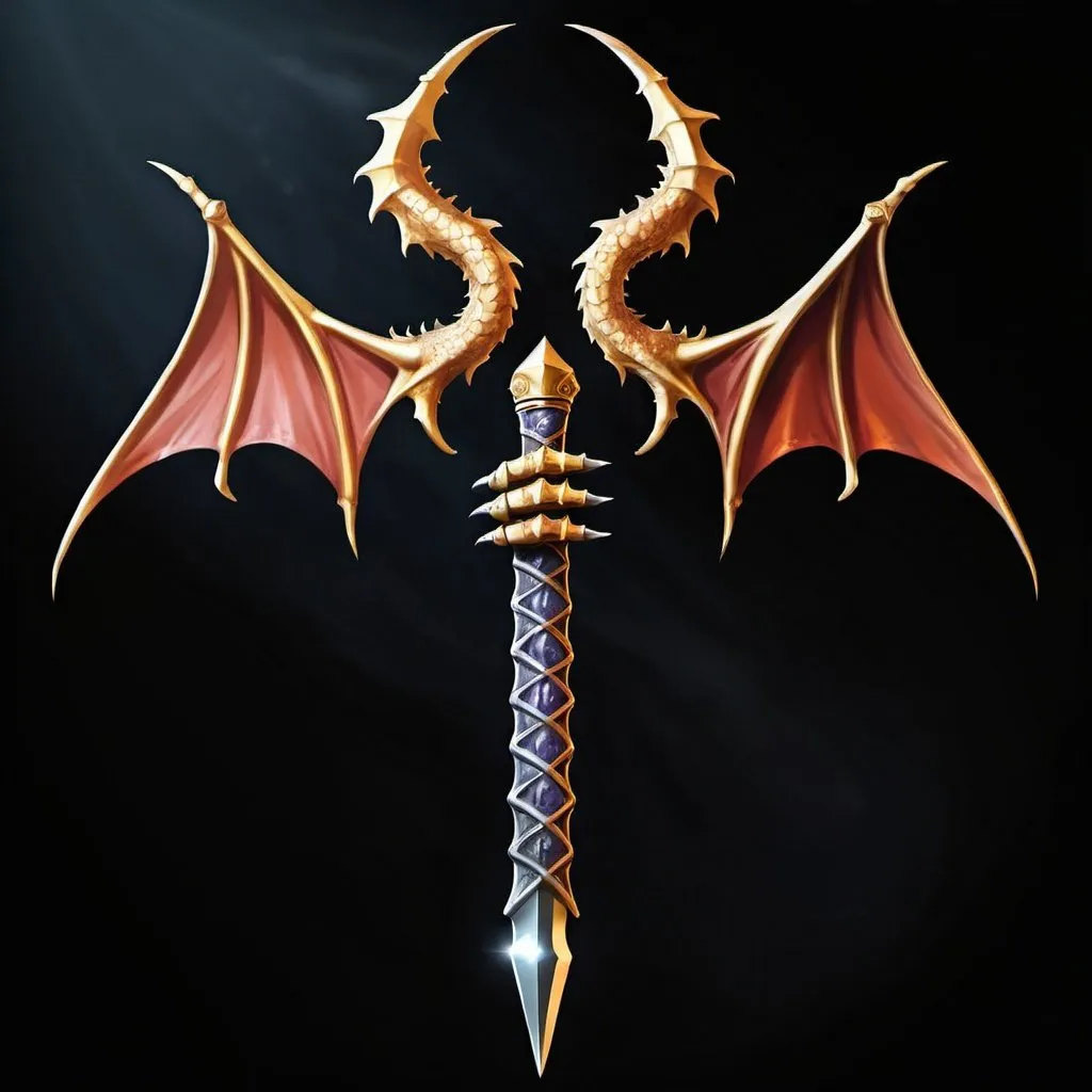 Prompt: holy symbol of a draconic claw holding a wand