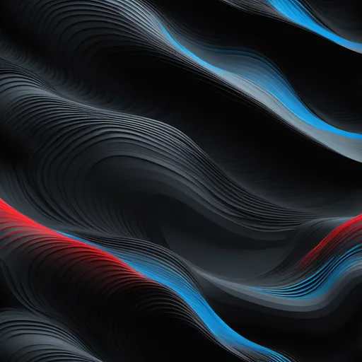 Prompt: Dynamic pixelated wave pattern, fading into a deep black, inspired by medical imaging. The color palette is predominantly blacks and subtle greyscales, with striking hints of vibrant blue and intense red, creating a visually stunning contrast. The overall vibe is modern and captivating, showcasing high-definition, ultra-detailed format that draws the viewer in.