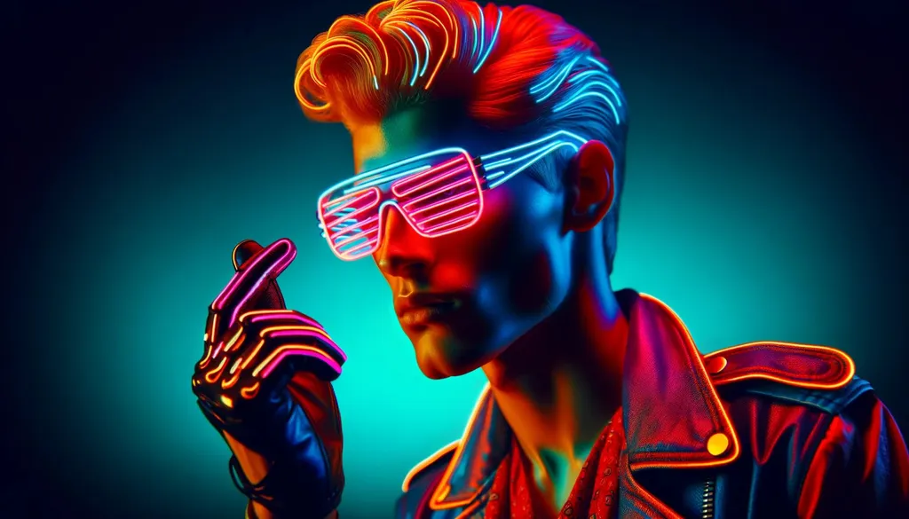 Prompt: neon dancer pranks, dancers, in a realistic raw photo style, capturing the essence of stylized portraiture, superheroes, realistic hyper-detailed portraits, neo-pop iconography, and outrun. Focus on realistic textures and lighting, resembling a high-quality photograph, close up in wide ratio