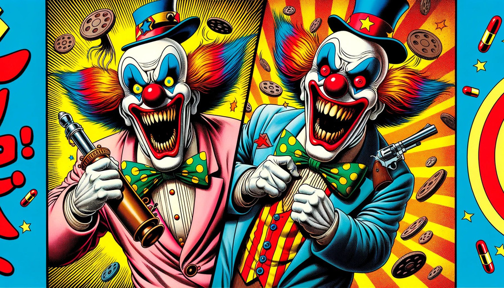 Prompt: clown image from the comics