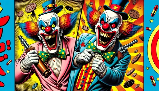 Prompt: clown image from the comics