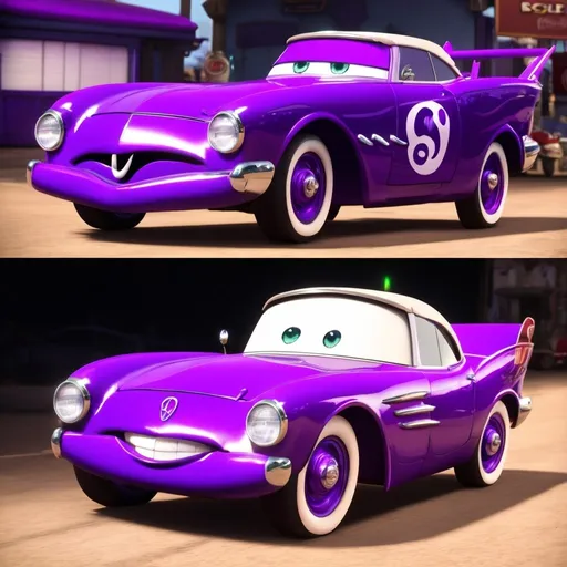 Prompt: purple car holley shiftwell from cars 2