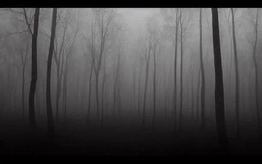 Prompt: A surrealistic view into the limbo after death. A dying and dry forest with a apocalyptic atmosphere. A mirror effect in the Y axys and a line in the middle; with mainly black and a little grey tones, nothing is completely clear, blurred. The place itself gives uncertainty feelings. Realistic style. High quality 4K resolution