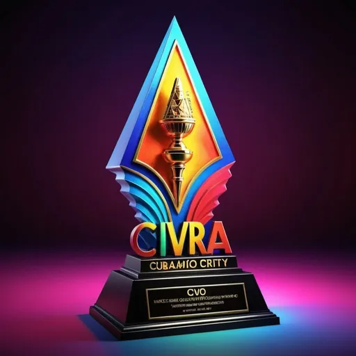 Prompt: Pyramid color trophy with torch, 3D text CVIRAA Cebu City, vibrant colors, high definition, 3D rendering, intricate details, bright and glowing, professional, dynamic lighting, modern art style, intense shadows, vibrant and energetic, trophy with torch, colorful 3D text, CVIRAA Cebu City, vibrant colors, high definition, 3D rendering, intricate details