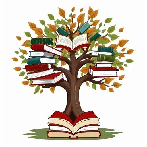 Prompt: cartoonish tree with books as leaves