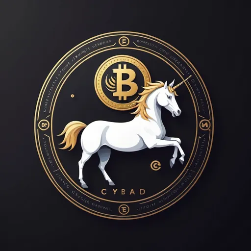 Prompt: A symbolic logo for a digital currency by combination a coin and a unicorn