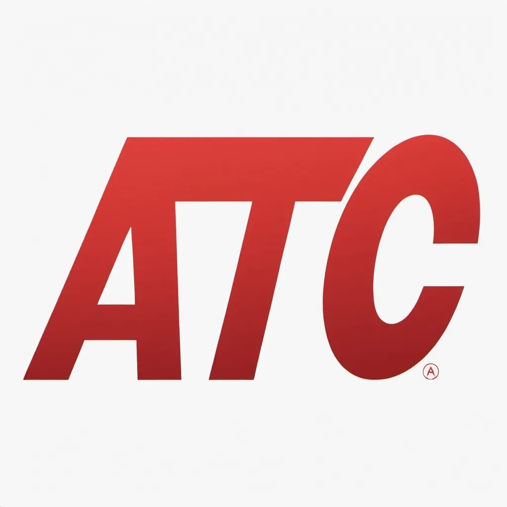 Prompt: a red and white logo with the words atc on it's side and a red and white logo with the words atc on it's side, Altichiero, altermodern, katsuhiro otomo, computer graphics