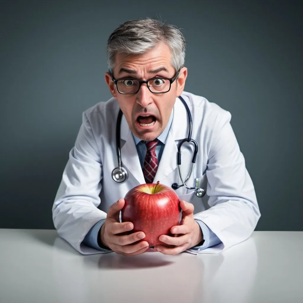 Prompt:  Doctor scared of apple