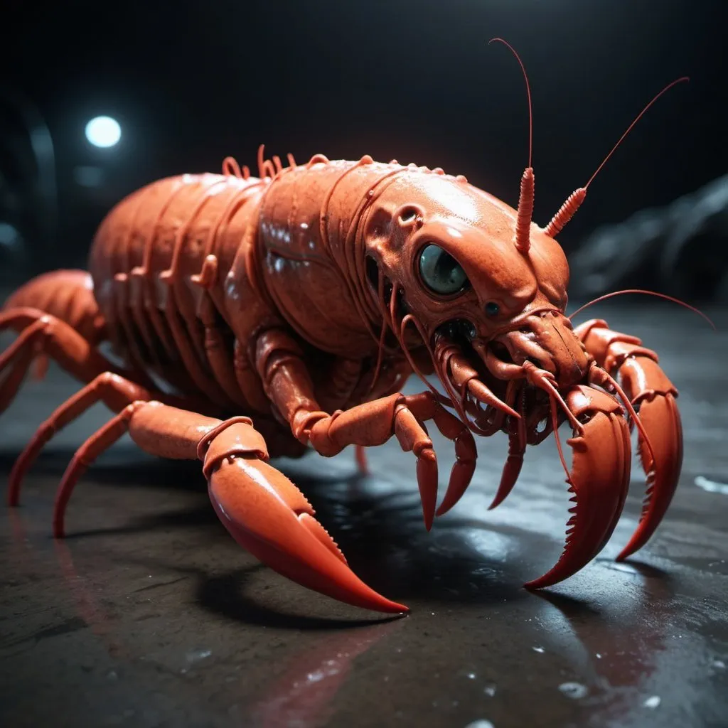 Prompt: 8K, UHD, ultra realistic. Alien Lobster-Cat creature.