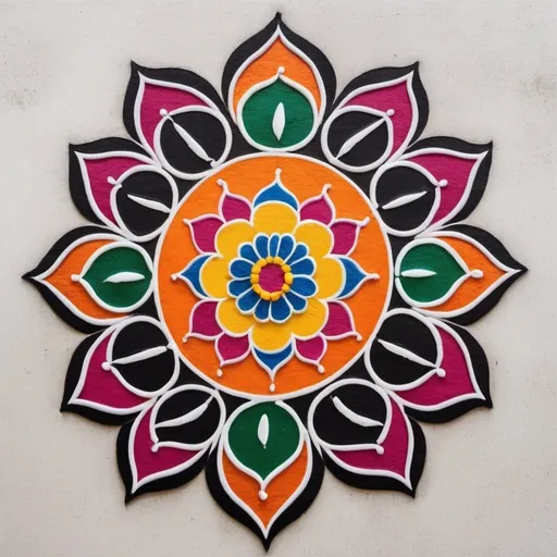 Prompt: Traditional Rangoli art with minimalist design, iconic magazine logo, black lines on transparent background, colorful variations, high quality, minimalist, iconic, traditional, rangoli art, simplistic design, magazine logo, transparent background, black lines, creative freedom, colorful variations