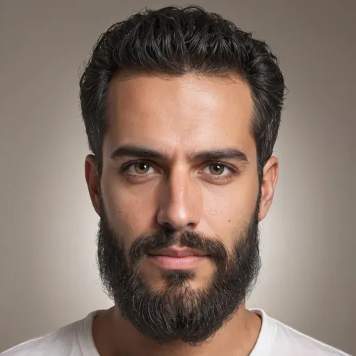 Prompt: Puedes crear una imagen de un hombre hebreo con sus túnica hebrea con barba y a todos sus hijos 