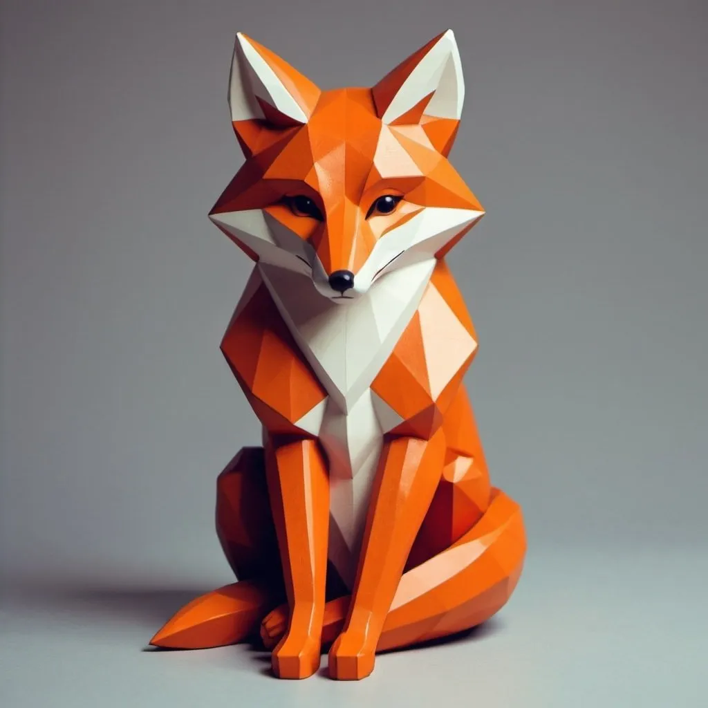 Prompt: Sitting geometric minimalistic foxe
