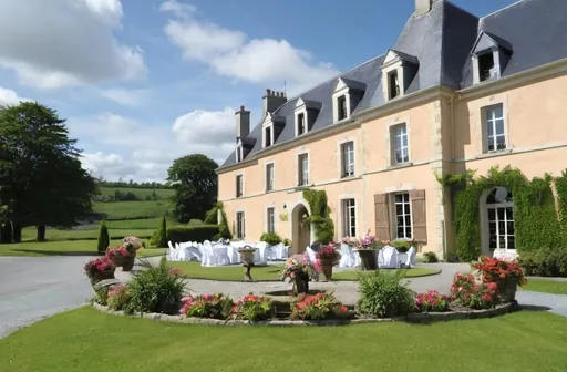 Prompt: Adapt the image for our wedding at the manoir de villefermoy. It will be on the front of the program