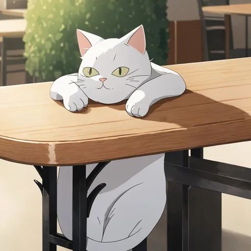 Prompt: A cat hugging a table