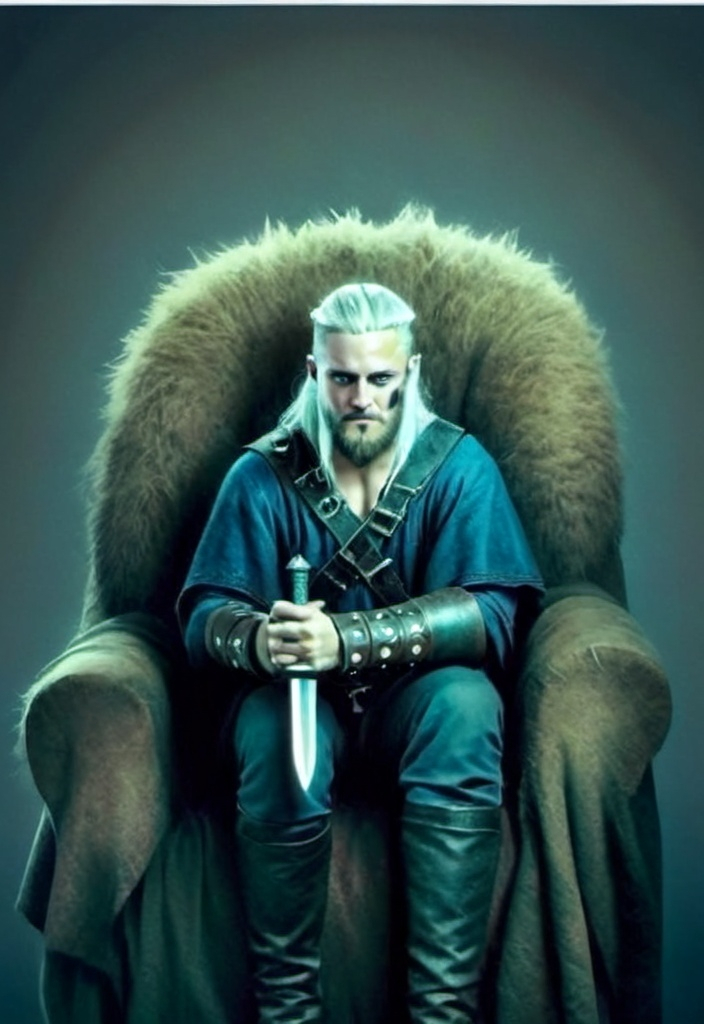 Prompt: white hair young man with a beard, eye patch, fantasy character art, illustration, dnd, cool tone