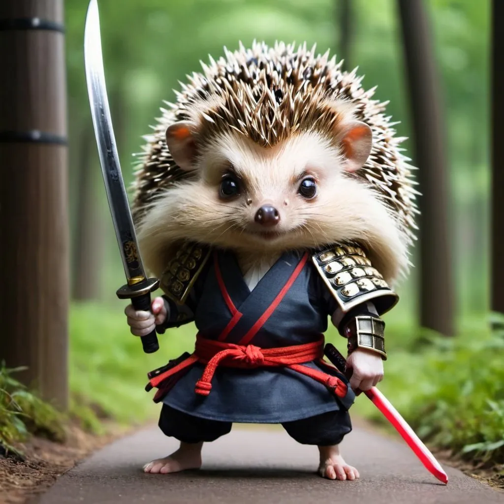 Prompt: anime hedgehog samurai

