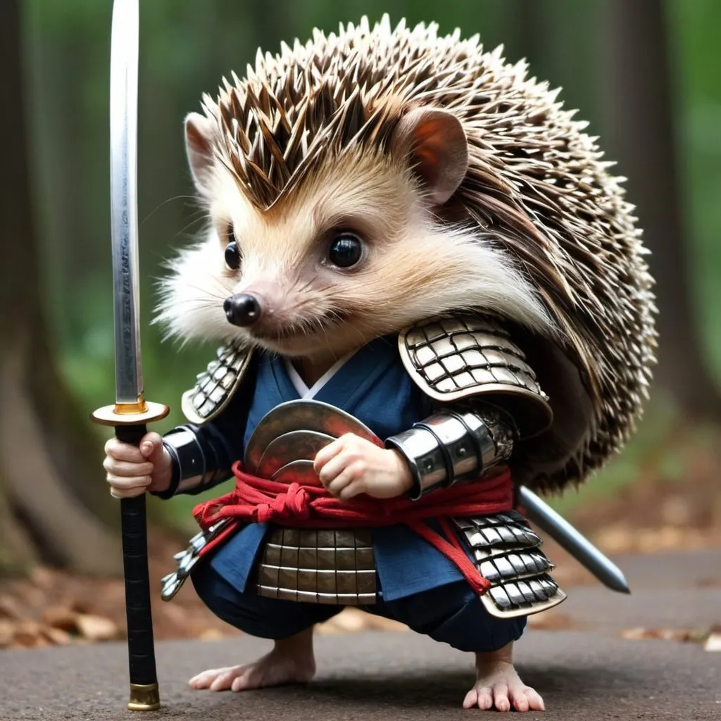 Prompt: anime hedgehog samurai

