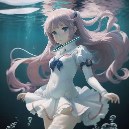 Prompt: anime girl under water


