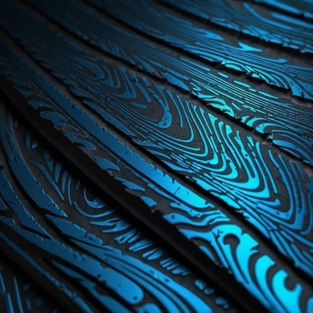 Prompt: Damascus steel wallpaper 4k neon blue