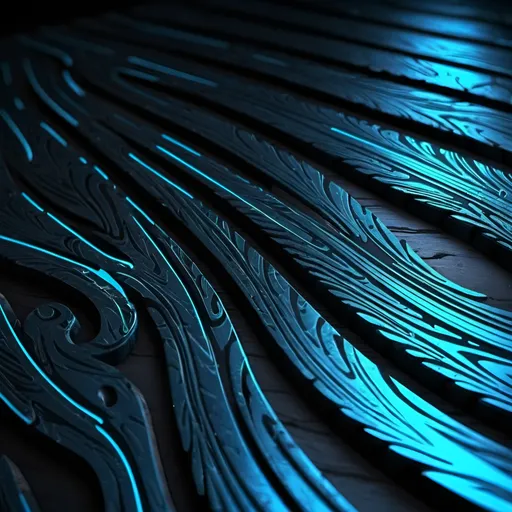 Prompt: Damascus steel wallpaper 4k neon blue BRIGHTER