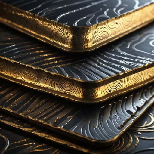 Prompt: levels of Damascus steel plates 4k GOLD neon wallpaper