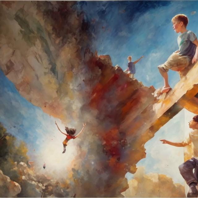 Prompt: an expressive painting about  willingness to dream and have ambition portrayed from a perspective of youth
