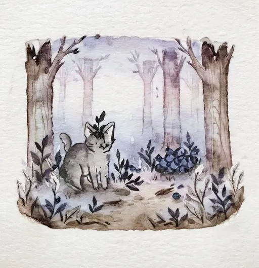 Prompt: Spooky forest scene with a mystical blueberry bush, eerie fog, haunting atmosphere, detailed foliage, medieval style drawing, eerie, mystical, spooky, detailed leaves, cool-toned lighting, forest setting, eerie ambiance, mystical aura