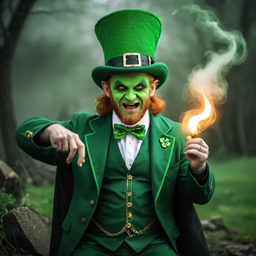 Prompt: Evil leprechauns casting spells 