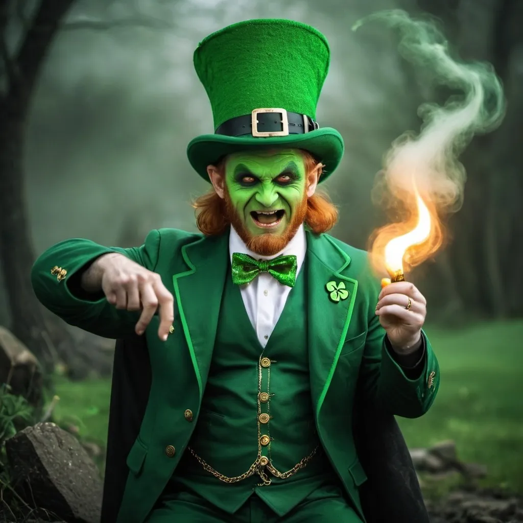 Prompt: Evil leprechauns casting spells 