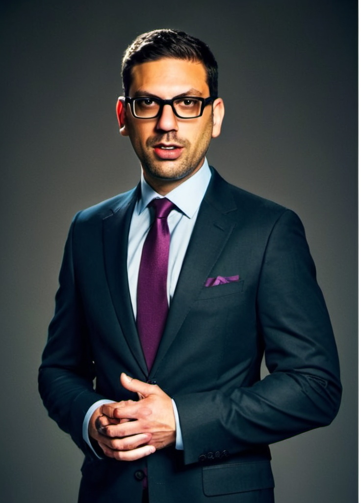 Prompt: (man in a suit and tie with his hands folded up in front of his chest) highly detailed, professional photo, character portrait, (hands folded out), Alexis Grimou style, private press, formal attire, clean-cut appearance, (serious expression), standing against a sophisticated background, warm lighting, high contrast, dramatic color tones, depth of field, cinematic, ultra-detailed, 4K resolution, sharp focus, studio lighting, HD quality.