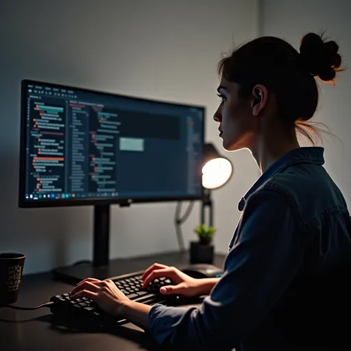 Prompt: Add a photo frame of a software engineer girl on desk