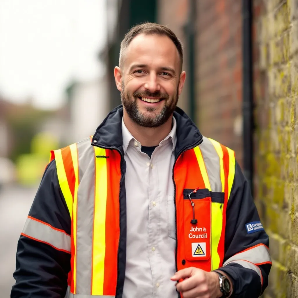 Prompt: John the council worker
Electrician 
High Vis jacket 