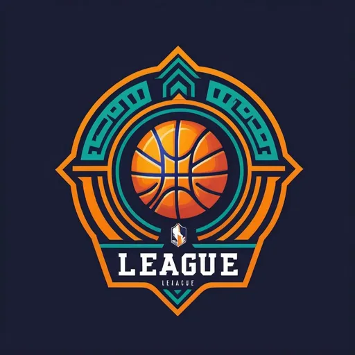 Prompt: Basketball league logo inspired by Babylon gate