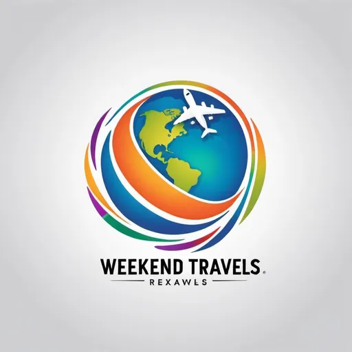 Prompt: "Design a vibrant and modern logo for 'Weekend Travels,' a travel agency specializing in weekend getaways. The logo should incorporate elements of travel such as a plane, suitcase, or a globe. Use a combination of bright and relaxing colors that evoke a sense of adventure and relaxation. The text 'Weekend Travels' should be prominently featured, with a stylish and readable font. Create the design to fit well as a Facebook profile picture, ensuring it's eye-catching and professional."