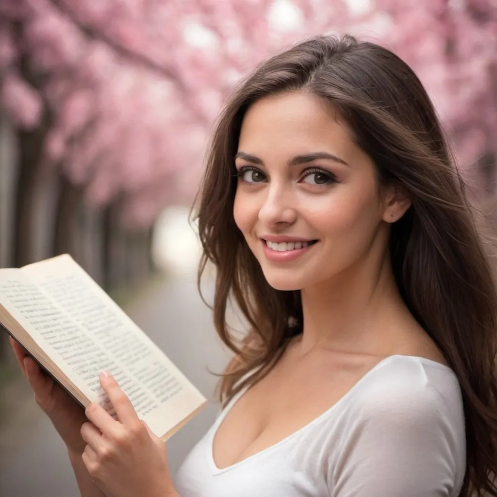 Prompt: Foto de pasaje hermoso, mujer bella y de fondo escribir : feliz dia internacional de la mujer para todas las mujeres que iluminan el mundo con su hermosura y presencia. 
