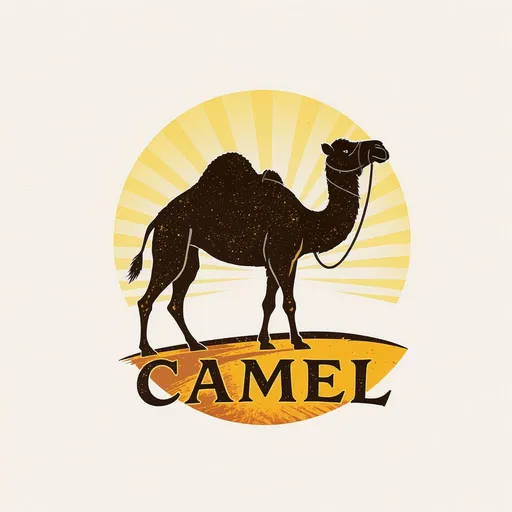 Prompt: CAMEL IN DESERT LOGO