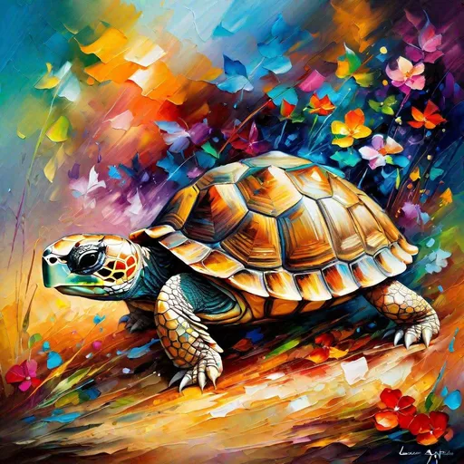 Prompt: Splendid portrait of A baby tortoise l! :: breathtaking cover art by Leonid Afremov, Brian Kesinger, Alena Aenami, Erin Hanson, Jean Baptiste Monge, insanely detailed, triadic color