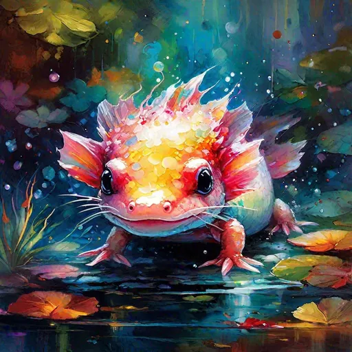 Prompt: Splendid portrait of A baby axolotl l! :: breathtaking cover art by Leonid Afremov, Brian Kesinger, Alena Aenami, Erin Hanson, Jean Baptiste Monge, insanely detailed, triadic color